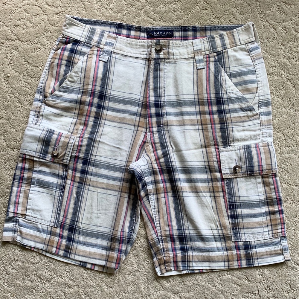 US POLO ASSN SINCE 1890 35 Waist plaid shorts summer casual